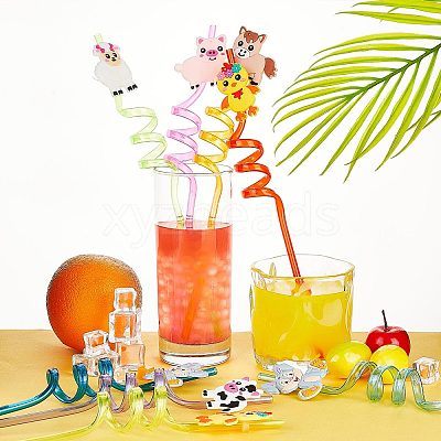 Wholesale Gorgecraft 8Pcs 8 Colors PET Spiral Drinking Straws 