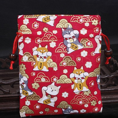 Chinese Style Rectangle Cloth Printed Drawstring Gift Bags PW-WG9C527-19-1