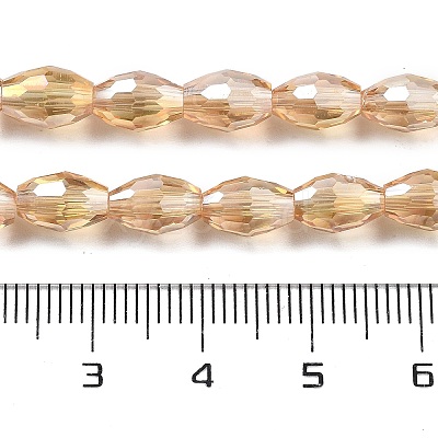Transparent Electroplate Glass Beads Strands EGLA-A037-T6x8mm-B05-1