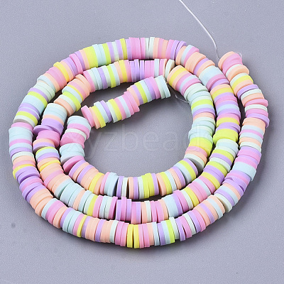 Handmade Polymer Clay Beads Strands CLAY-R089-6mm-087-1