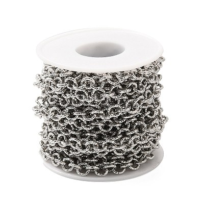 Tarnish Resistant 304 Stainless Steel Textured Cable Chains STAS-B040-02P-1
