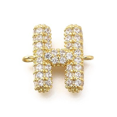 Brass Micro Pave Cubic Zirconia Letter Links KK-I717-04H-1