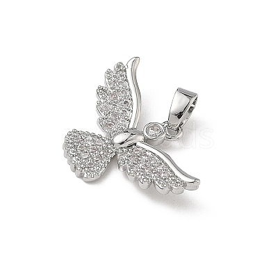 Brass Micro Pave Clear Cubic Zirconia Pendants KK-F924-10P-1