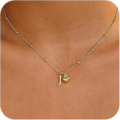 Brass Initial and Heart Pendant Necklaces for Women FS-WG01F32-10-1
