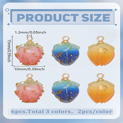 6Pcs 3 Colors Plastic Pendants FIND-LP0009-94A-1