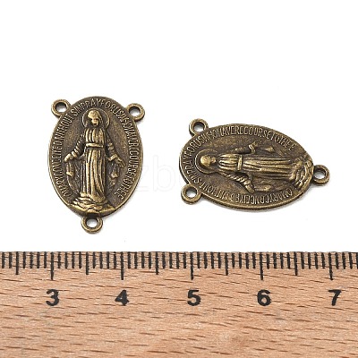 Holy Oval Carved Virgin Mary Tibetan Style Alloy Chandelier Component Links TIBEP-LF0961YKG-AB-LF-1