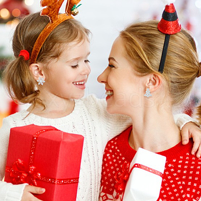 4 Pairs 4 Style Christmas Tree & Deer & Snowflake Exquisite Stainless Steel Stud Earrings for Women EJEW-AN0002-38-1
