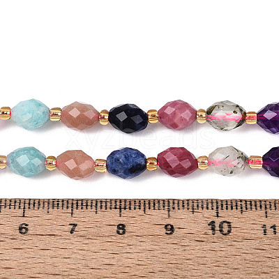 Natural Sodalite & Rhodonite & Prehnite & Amethyst & Rose Quartz & Flower Amazonite & Sunstone Beads Strands G-N358-04A-01-1