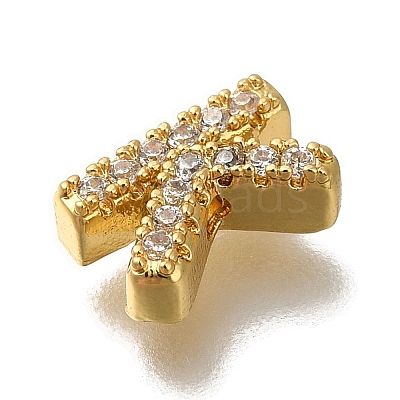 Rack Plating Brass Micro Pave Clear Cubic Zirconia Beads KK-G500-30G-K-1