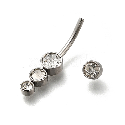 304 Stainless Steel Clear Cubic Zirconia Curved Barbell Belly Button Rings AJEW-D306-03P-05-1