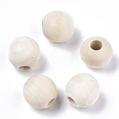 Natural Unfinished Wood Beads WOOD-Q038-18mm-1