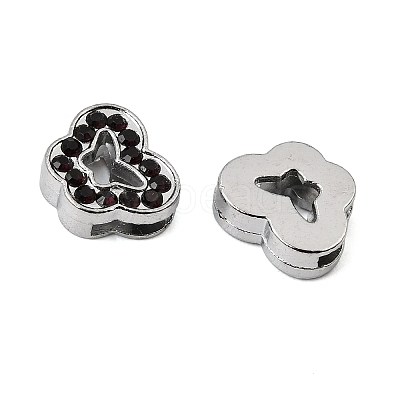 Alloy with Rhinestone Slide Charms RB-NH0002-03P-1