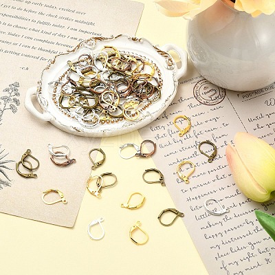 100Pcs Brass Leverback Earring Findings KK-YW0003-37AB-1