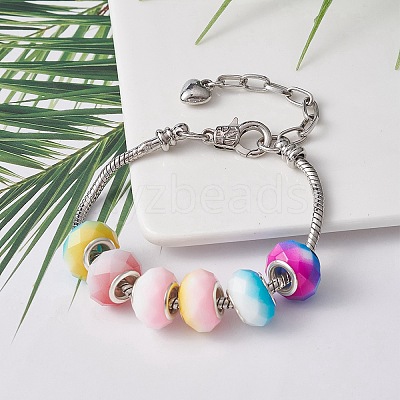 14Pcs 7 Colors Glass European Beads GPDL-YW0001-03-1