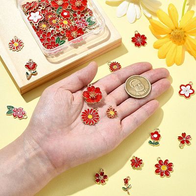 60Pcs 15 Styles Alloy Enamel Pendants ENAM-CJ0006-46-1