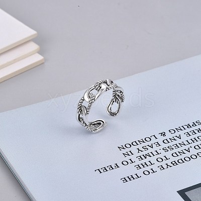 Adjustable Brass Cuff Finger Rings for Women RJEW-BB70613-1