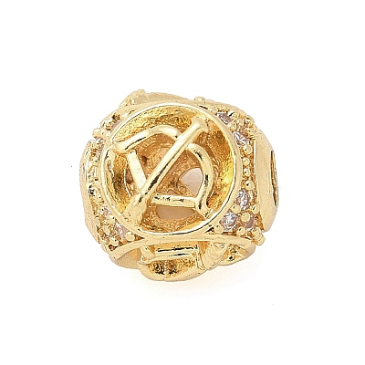 Brass Micro Pave Cubic Zirconia Beads KK-Z095-04G-09-1