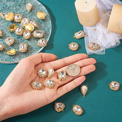 30Pcs 5 Styles Crystal Glass Rhinestone Pendants RB-TA0001-09-1