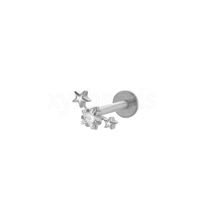 Titanium Alloy Cubic Zirconia 17 Gauge Star Internally Threaded Labrets WG71E87-17-1