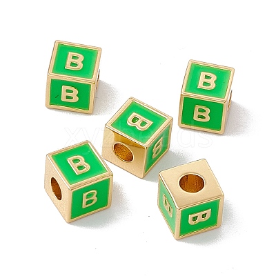 Rack Plating Brass Enamel Beads KK-B060-04G-02B-1