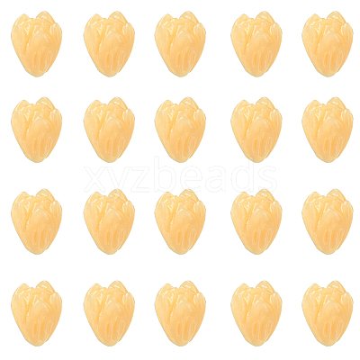 20Pcs Opaque Resin Flower Rose Beads RESI-YW0004-99F-1