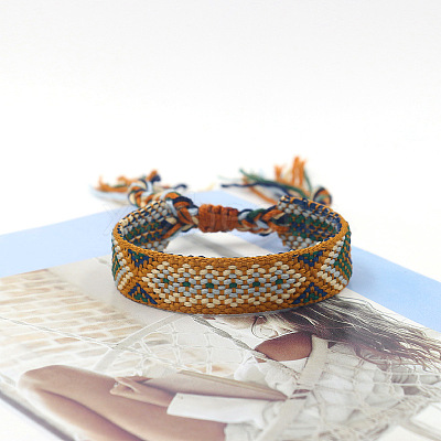 Polyester Braided Rhombus Pattern Cord Bracelet FIND-PW0013-004A-12-1