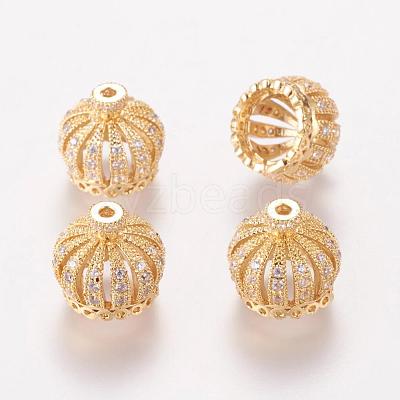 Brass Cubic Zirconia Beads ZIRC-F001-183B-G-1