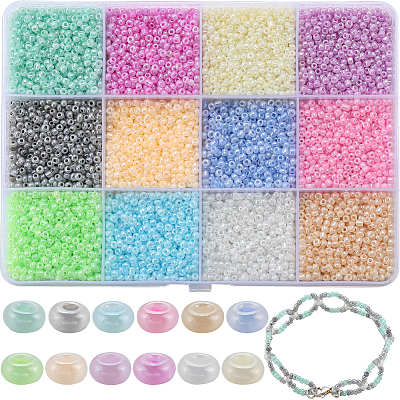 9600Pcs 12 Colors 11/0 Glass Seed Beads SEED-SC0001-22-1