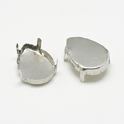 Non-Tarnish 201 Stainless Steel Sew on Prong Settings STAS-T032-02-10x14mm-1