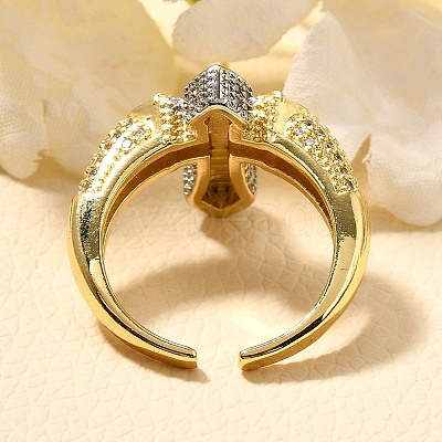 Brass Micro Pave Clear Cubic Zirconia Cuff Rings RJEW-U035-02GP-02-1