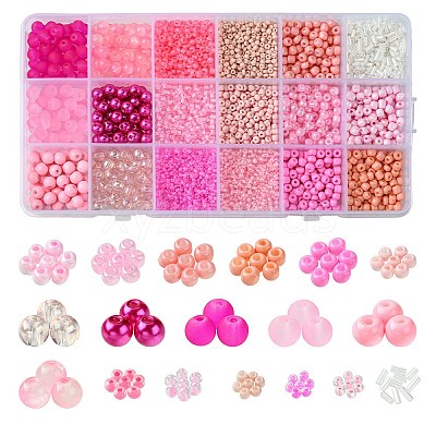 Transparent Glass Beads  with Seed Beads GLAA-FS0001-82-1