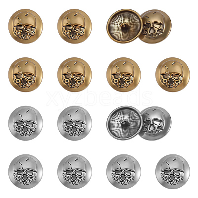 8Pcs 2 Colors 1-Hole Alloy Shank Buttons BUTT-AR0001-40-1
