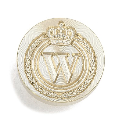 Golden Tone Crown Initial Wax Seal Brass Stamp Heads AJEW-A065-01W-1