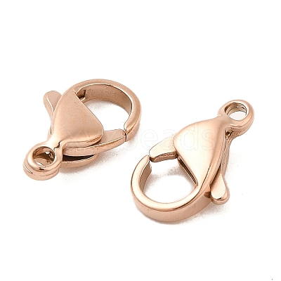 Ion Plating(IP) 304 Stainless Steel Lobster Claw Clasps Hand Polished STAS-AB12-RG-1