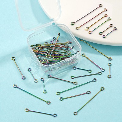 60Pcs 3 Style Ion Plating(IP) 304 Stainless Steel Eye Pins STAS-LS0001-62MC-1