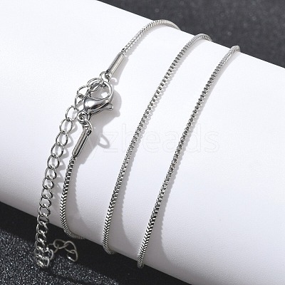 10Pcs 1MM 304 Stainless Steel Box Chain Necklaces NJEW-G203-07P-1