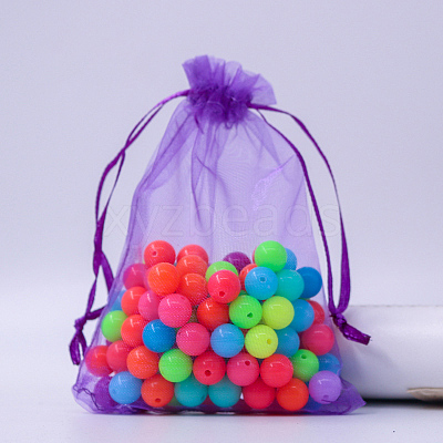 Rectangle Organza Drawstring Bags CON-PW0001-054A-19-1