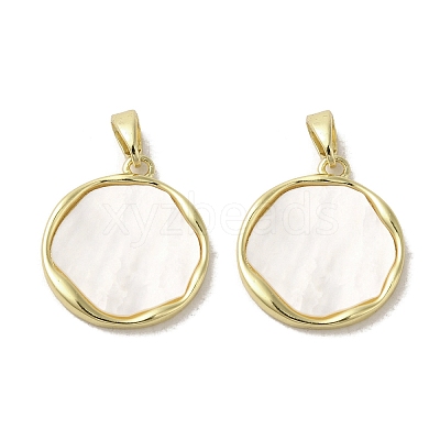 Brass Pave Shell Pendants KK-I708-13B-G-1