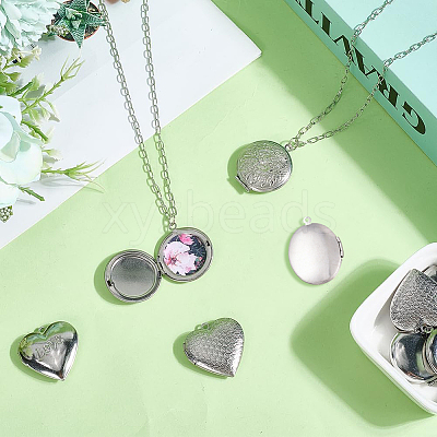 10Pcs 5 Styles 316 Surgical Stainless Steel Locket Pendants STAS-SP0001-94-1