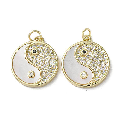 Brass Micro Pave Cubic Zirconia Pendants KK-G485-07G-1