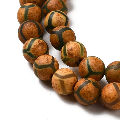 Tibetan Style Turtle Back Pattern dZi Beads Strands X-G-P229-A-04-8mm-1