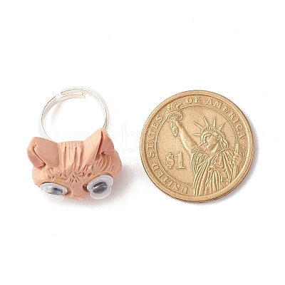 Resin 3D Mixed Animal Adjustable Rings RJEW-JR00428-M-1