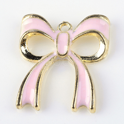 Bowknot Alloy Enamel Pendants X-ENAM-Q033-22B-1