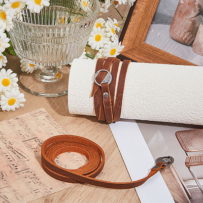2Pcs Cowhide Cord Wrap Bracelets for Men Women BJEW-GF0001-38-1