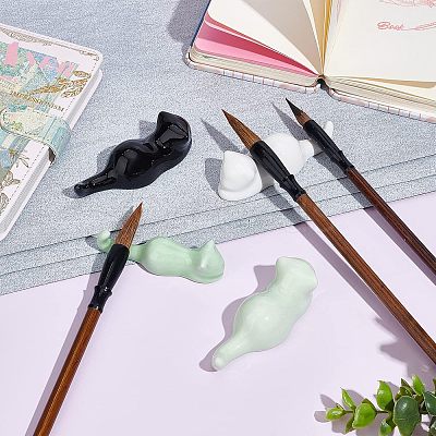 4Pcs 4 Style Porcelain Chinese Writing Brush Holder DJEW-NB0001-10-1