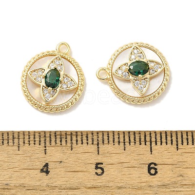 Brass Micro Pave Clear Cubic Zirconia Charms KK-Z073-24G-1