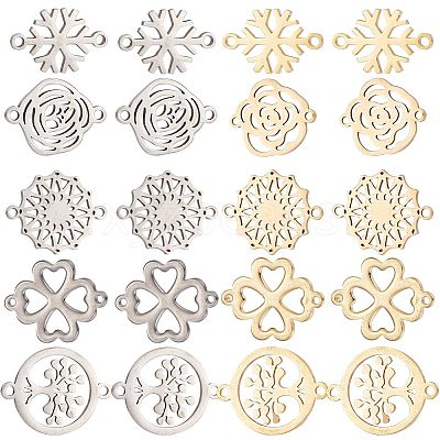 20Pcs 10 Styles 201 Stainless Steel Connector Charms FIND-SC0004-68-1