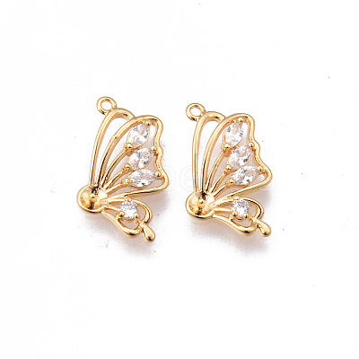 Brass Micro Pave Clear Cubic Zirconia Pendants KK-N232-145-NF-1