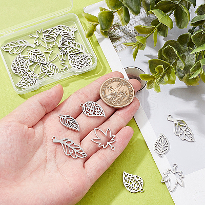 24Pcs 4 Style 304 Stainless Steel Pendants STAS-DC0005-88-1