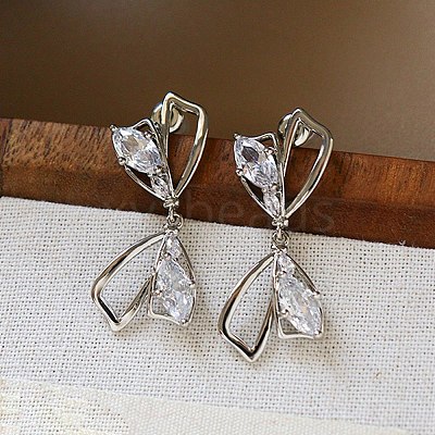 Brass Pave Cubic Zirconia Stud Earrings WGD8924-02-1
